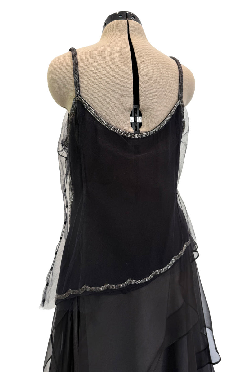 Prettiest Spring 2006 Giorgio Armani Silk Chiffon & Net Skirt and Top Set w Beaded Butterflies