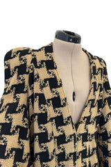 1973 Biba by Barbara Hulanicki Oversized Houndstooth Jacket w Incredible Sleeves & Shoulders