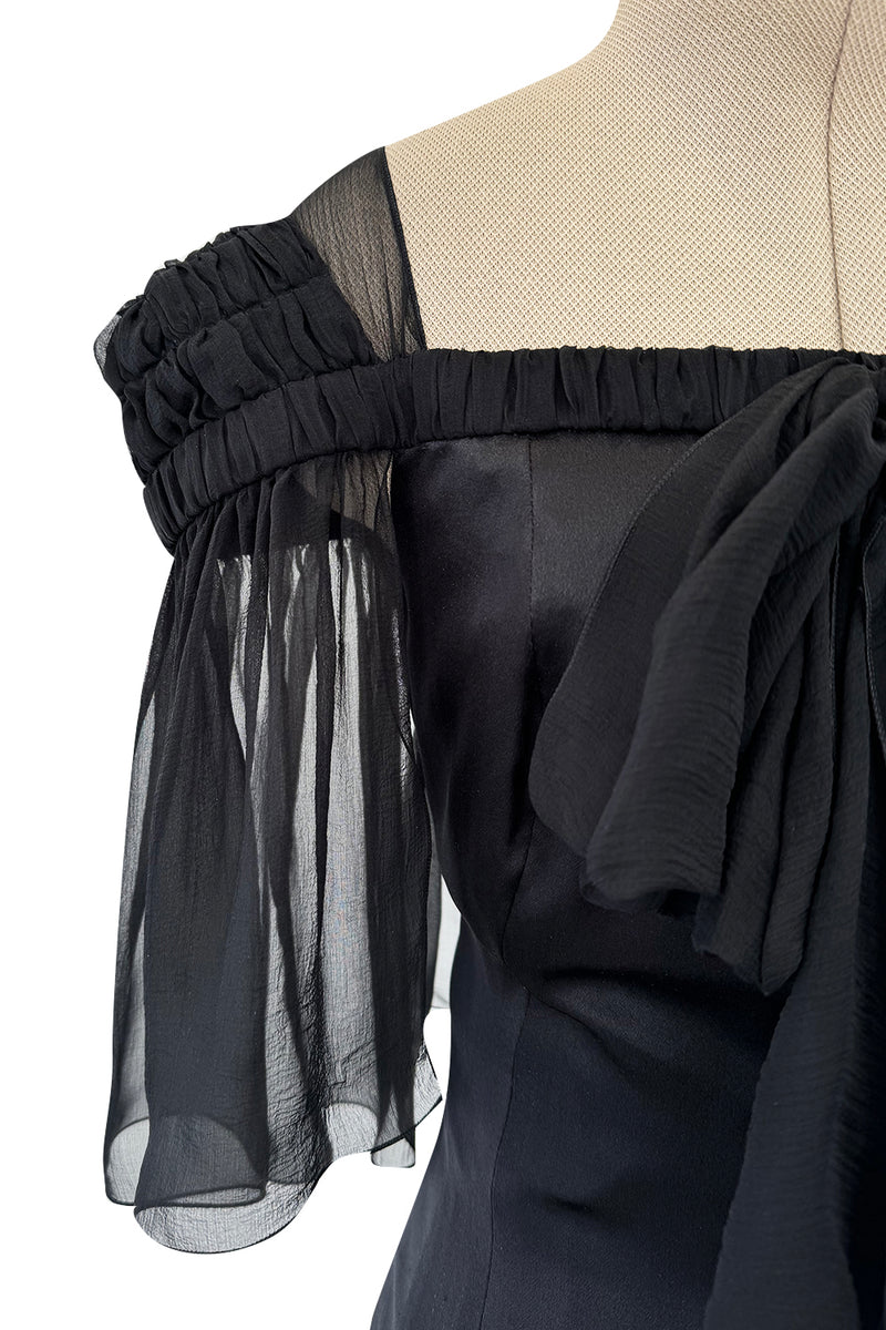 Prettiest Fall 2009 Chanel by Karl Lagerfeld Runway Look 55 Black Silk & Chiffon Dress