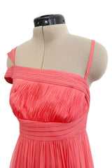 Exquisite Spring 2008 Versace by Donatella Versace Runway Look 52 Coral Pink Silk Chiffon Dress