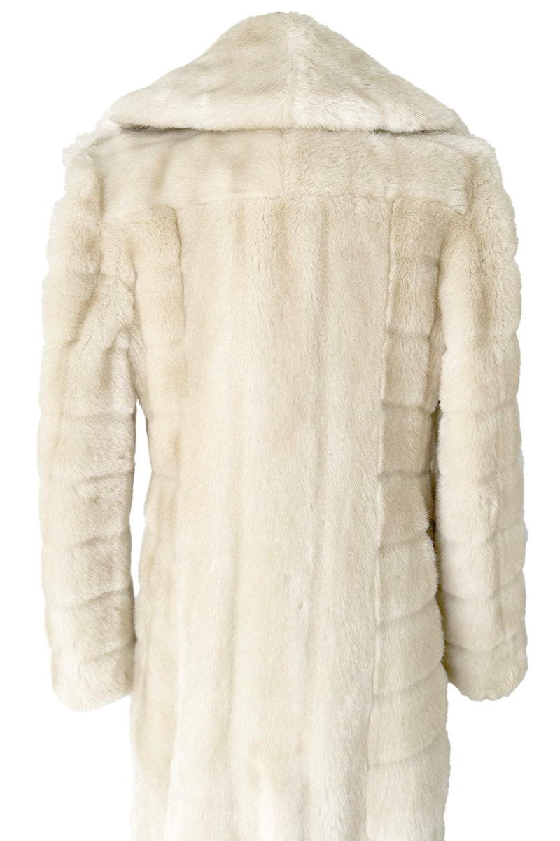 Iconic Fall 1996 Gucci by Tom Ford Runway Look 29 Menswear Inspired Ivory Faux Fur Coat w