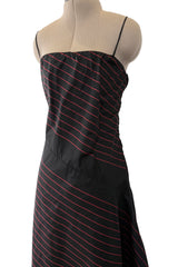 Fall 1978 George Stavropoulos Minimalist Bias Cut Black & Red Silk Dress
