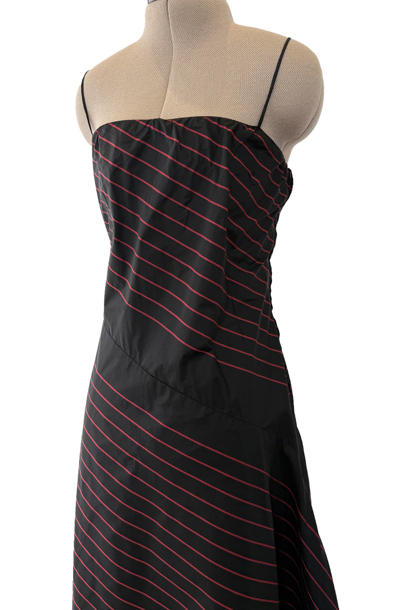 Fall 1978 George Stavropoulos Minimalist Bias Cut Black & Red Silk Dress