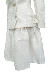 Extraordinary Spring 2006 Christian Dior by John Galliano Textured Off White Bow Detailed Jacket & Full Skirt Suit