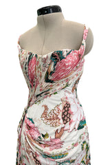 Phenomenal Spring 2006 Roberto Cavalli Pink Floral Print on Ivory Jersey Dress (Copy)