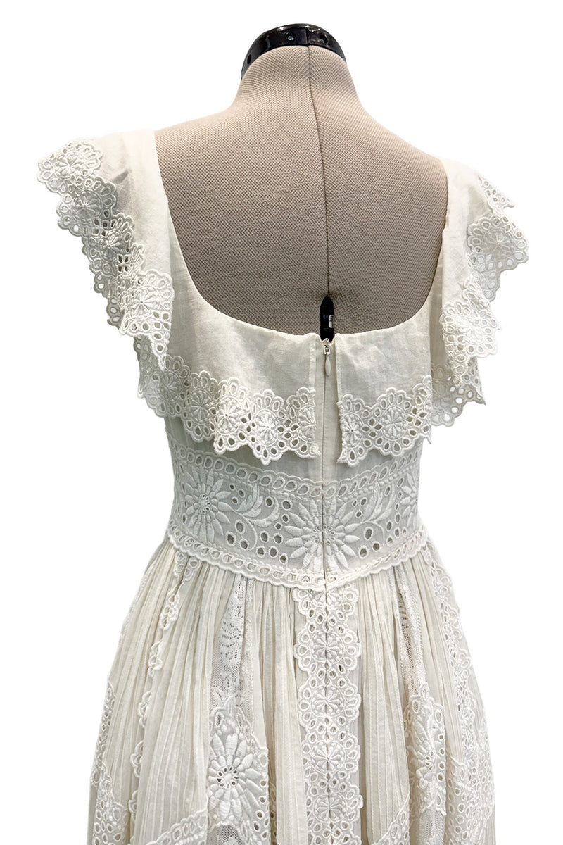 Romantic Resort 2015 Valentino by Pierpaolo & Piccioli & Maria Grazia Chiuri Cotton Embroidered Dress w  Flower Belt