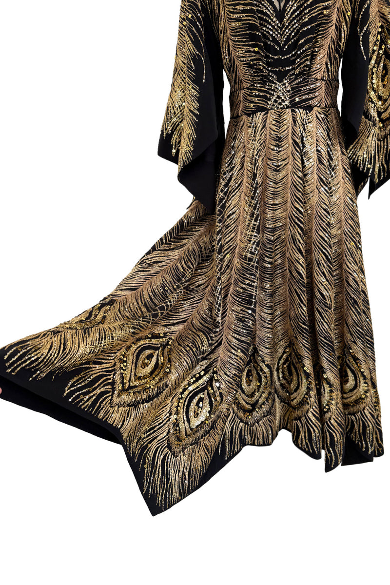 Pre-Fall 2016 Saint Laurent by Hedi Slimane Runway Look 37 Gold Metallic Thread & Sequin Feather Dress
