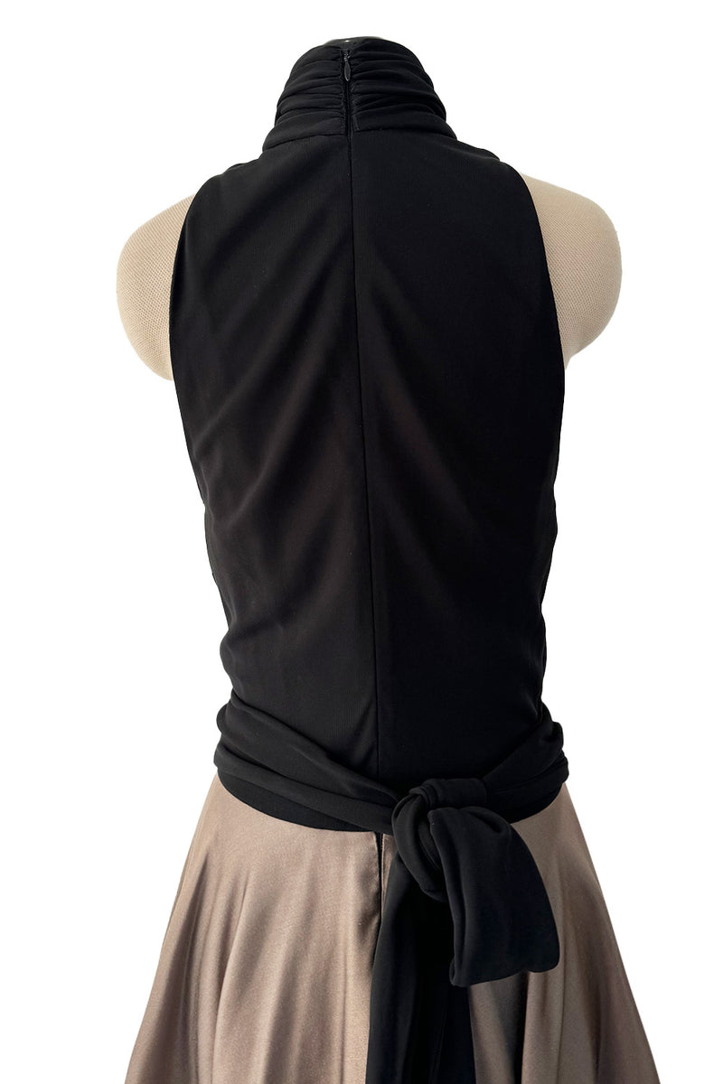 Fall 2012 John Anthony Couture Black Jersey Turtleneck Dress w Full Circle Taupe Skirt