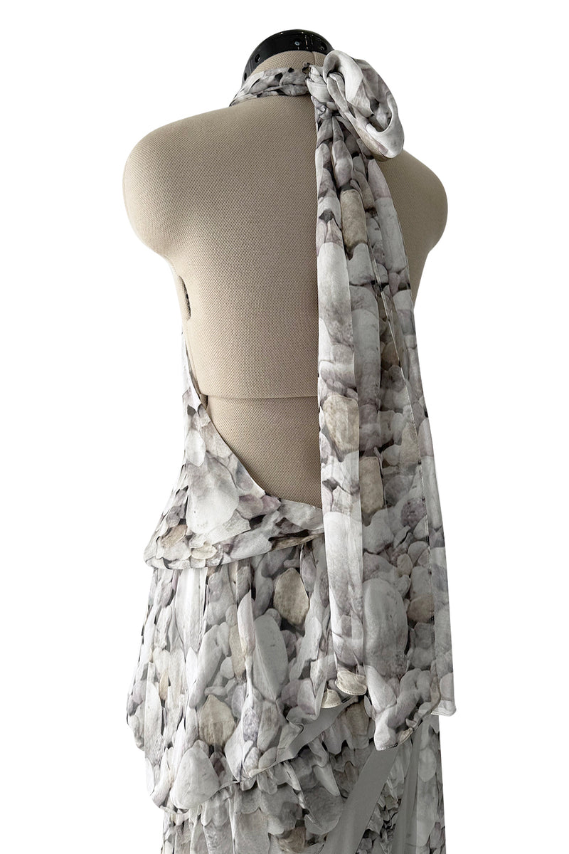 Dreamy Fall 2008 Ungaro by Esteban Cortazar Runway Look 18 Printed Chiffon Backless Halter Dress