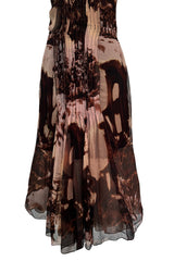 Prettiest Fall 2004 Prada Runway & Ad Campaign Print Silk Chiffon Dress w Beaded Detailing