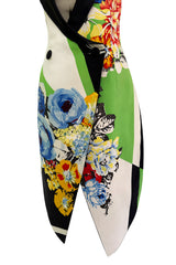Very Rare Spring 1993 Versace by Gianna Versace Runway & Lookbook 'Miami Collection' Floral Print Silk Vest