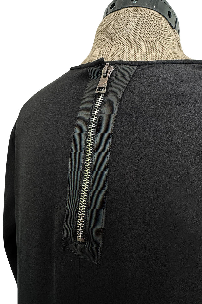 Chic & Simple Fall 2001 Gucci by Tom Ford Runway Look 20 Black Silk Side Zipper Sheath Dress