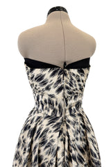 Incredible 1953 Jacques Fath Haute Couture Leopard Printed Silk Strapless Dress w Full Skirt