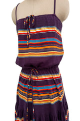 Spring 1977 Christian Dior by Marc Bohan Purple & Multi Coloured Stripe Cotton Jersey Dress