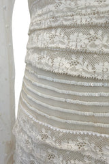 2012 Valentino by Pierpaolo Piccioli & Maria Grazia Chiuri Tiered Ivory Lace Net Dress w Sequin & Bead Detailing