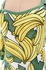 Iconic Spring 2004 Chloe by Phoebe Philo Runway Look 18 Banana Print Dress Side Cuts Outs