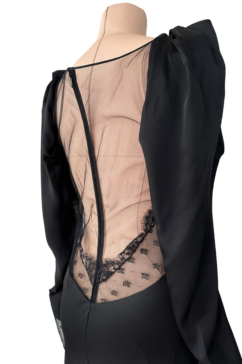 Prettiest Fall 2019 Alessandra Rich Black Version of Runway Look 46 Bias Cut Silk & Sequin Lace Dress