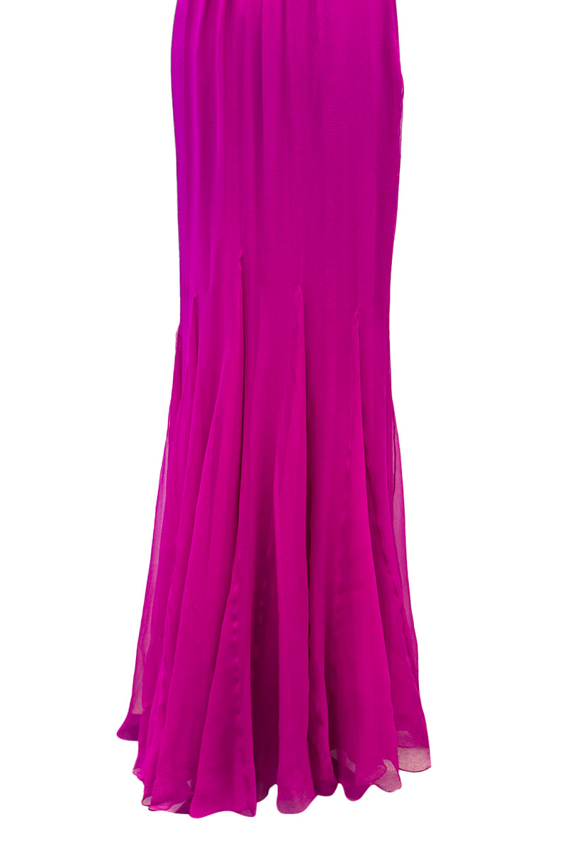 Prettiest Cruise 2010 Christian Dior by John Galliano Deep Raspberry Pink Silk Chiffon Crossed Bodice Dress