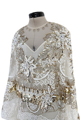 Beautiful Spring 2020 Valentino by Pierpaolo Piccioli Densely White & Gold Sequin Dress