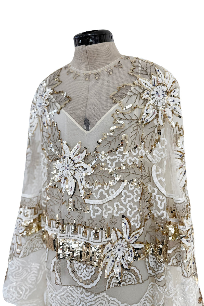 Beautiful Spring 2020 Valentino by Pierpaolo Piccioli Densely White & Gold Sequin Dress