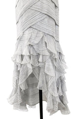 Etheral Spring 2018 Chanel by Karl Lagerfeld Runway Look 89 Finale Strapless Metallic Silver Dress
