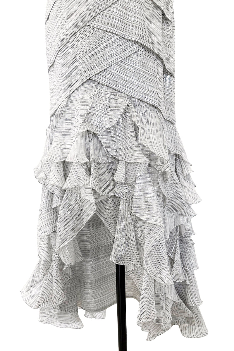 Etheral Spring 2018 Chanel by Karl Lagerfeld Runway Look 89 Finale Strapless Metallic Silver Dress