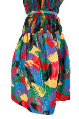 Incredible 1980s Arnold Scaasi Couture Brilliant Multi Colour Net & Vivid Sequin Covered Dress