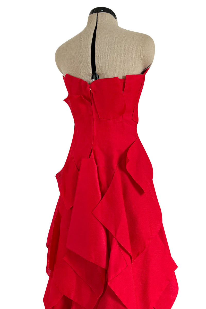 Fall 2001 Jean Louis Scherrer Haute Couture Original Runway Look 7 Sample Strapless Red Layered Panel Dress