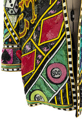 Incredible 1980s Bob Mackie Main Label Fully Sequin & Beaded Oversized Casino Themed Jacket