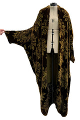 Phenomenal Fall 1991 Jean Louis Scherrer Haute Couture Runway Silk Velvet Cut Devore Cocoon Coat