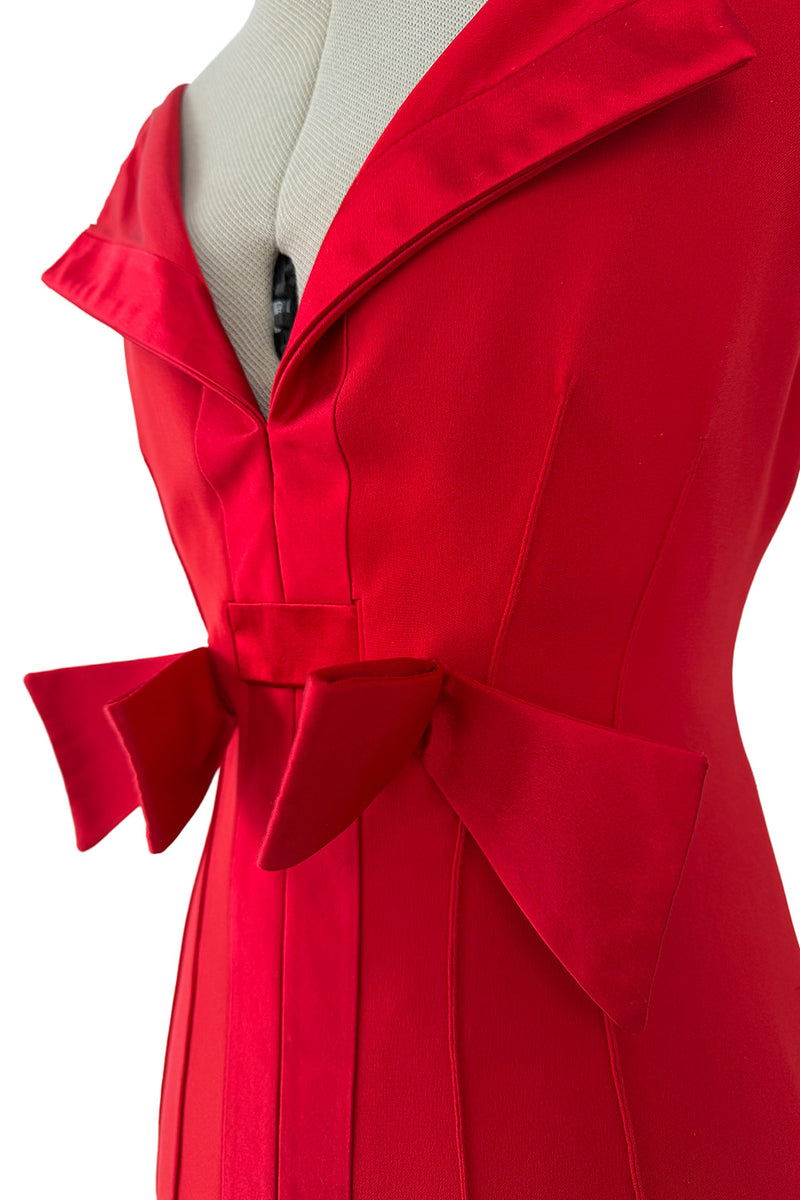 Prettiest 2000s Valentino by the Original Mr Valentino Red Dress w Bows & V Front