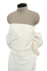 Gorgeous 2013 Lanvin Blanche by Alber Elbaz Strapless Ivory Silk Wedding Dress w Back Bow & Ruffle