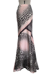 Spring 2004 Roberto Cavalli Bias Cut Silk Brown and Pink Printed Halter Top w Tie & Skirt Set