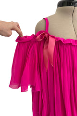 Prettiest circa Spring 1978 Christian Dior by Marc Bohan Pink Silk Chiffon Dress w Ribbon Detailing