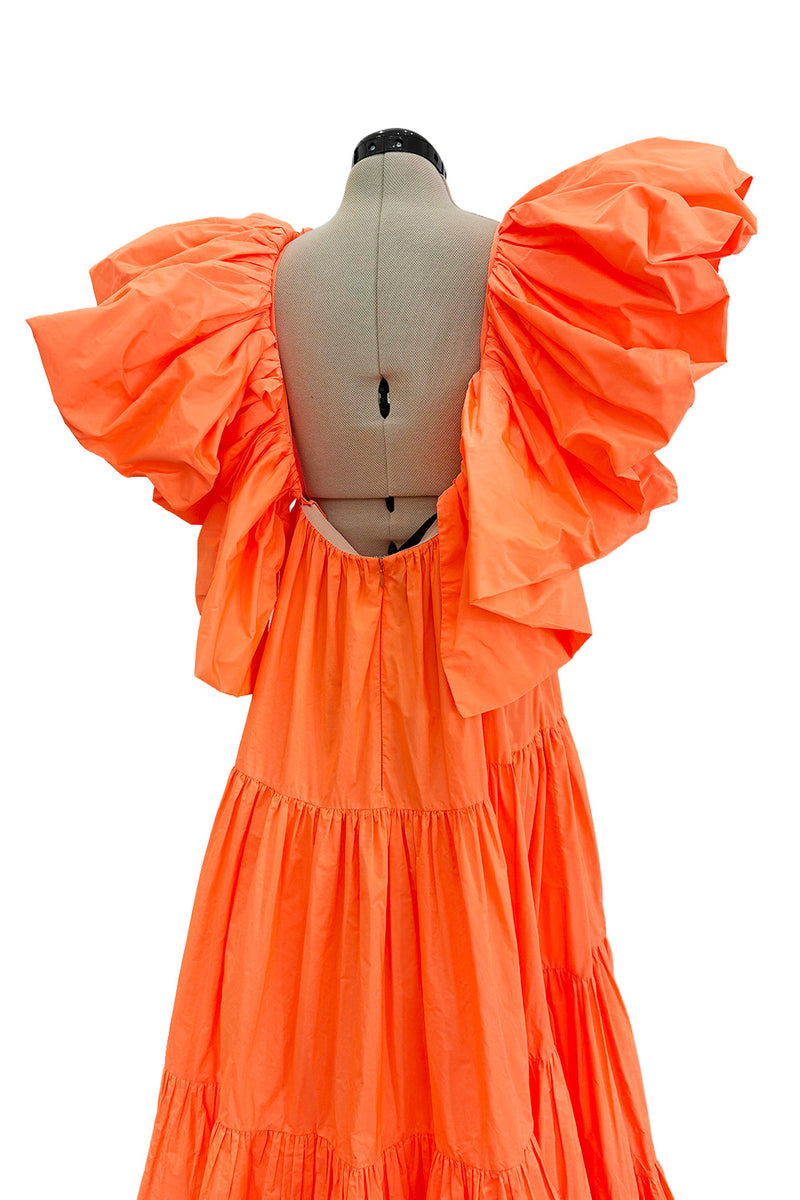 Spectacular Spring 2020 Valentino by Pierpaolo Piccioli Neon Orange Tent Dress w Outstanding Capped Sleeves