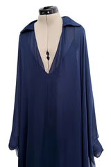 Fall 2014 Valentino by Pierpaolo & Piccioli & Maria Grazia Chiuri Deep Blue Silk Chiffon Caftan Dress
