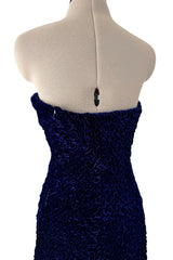 Fall 1986 Yves Saint Laurent Runway & Ad Campaign Hand Gathered Strapless Velvet Dress