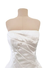 2010-2011 Alexander McQueen Strapless Ivory Silk Dress w Hand Embroidered Flowers & Train