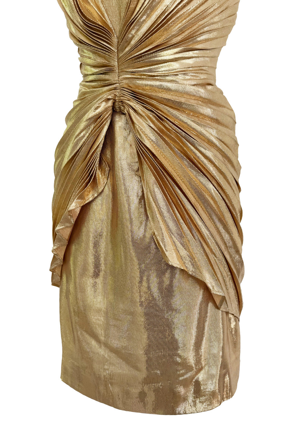 Outstanding Fall 1986 Thierry Mugler Pleated Metallic Gold Lurex Pleat –  Shrimpton Couture