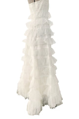 Dreamiest 2005 Blumarine Sposa Ivory Sulk & Tulle Ruffled Wedding Dress w Lace & Beading