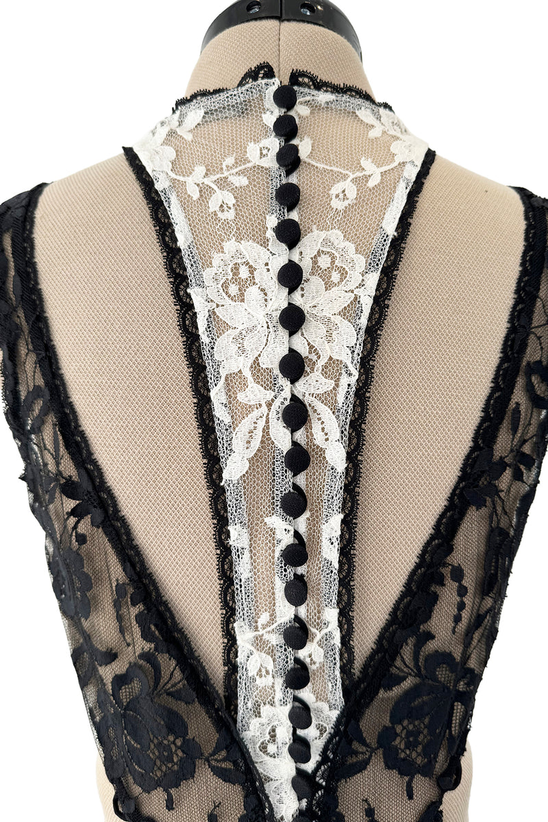 Exquisite Spring 2016 Alexander McQueen by Sarah Burton Runway Look 34 Black & White Lace Cut Out Dress