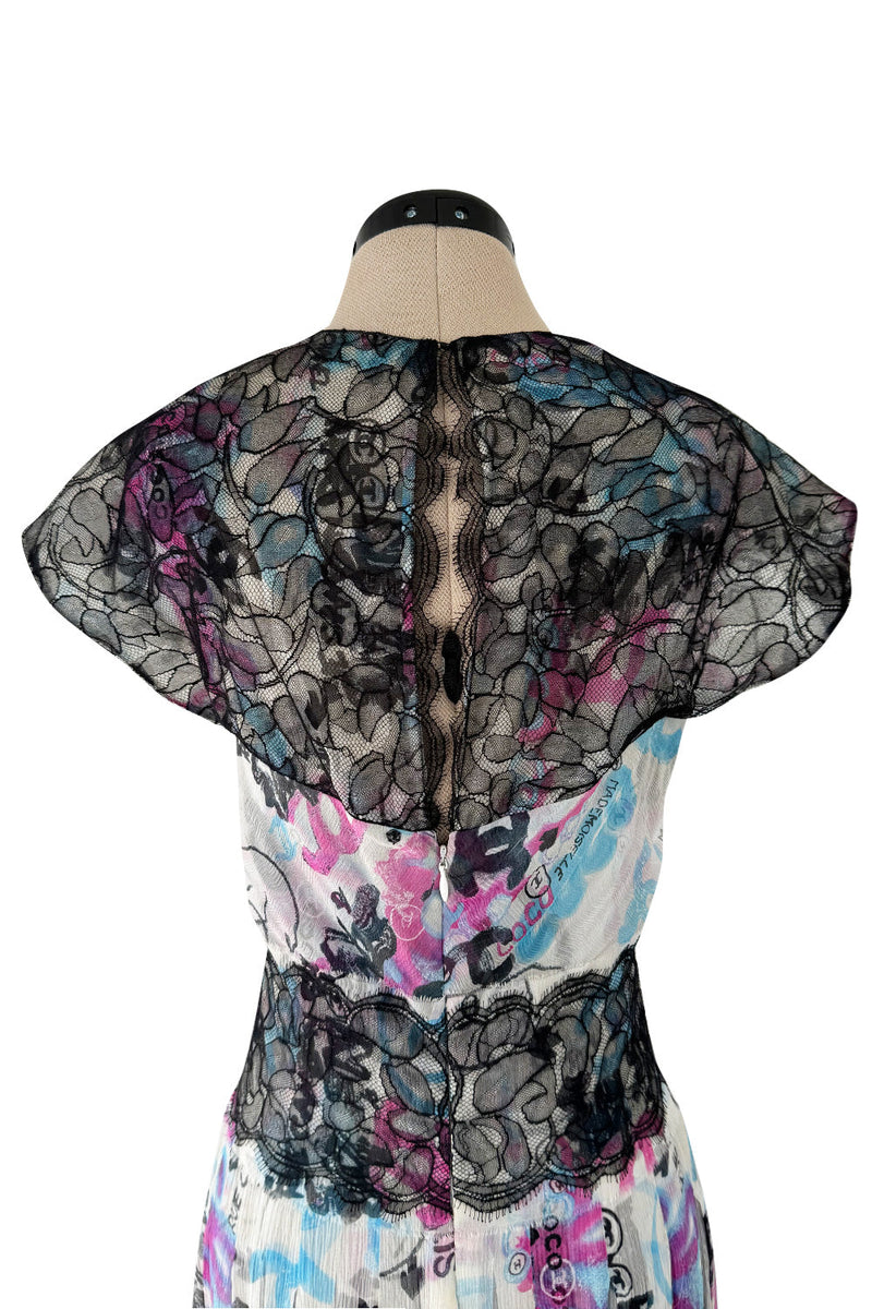 Spectacular Cruise 2007 Chanel by Karl Lagerfeld Chanel Print Silk Chiffon Dress