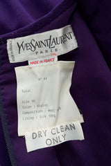 Documented Fall 1985 Yves Saint Laurent Haute Couture Runway Look 43 Purple Over-sized Cut Tunic
