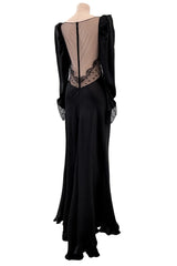 Fall 2019 Alessandra Rich Black Version of Runway Look 46 Bias Cut Silk & Sequin Lace Dress