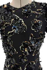 Chic Resort 2018 Michael Kors Runway Look 44 Black Dress w Elaborate Gold & Black Sequin Detailing
