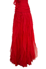 Spring 2007 Valentino Runway Look 57 Strapless Red Silk Chiffon Ruffle Dress