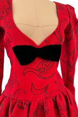 Stunning Fall 1994 Givenchy Haute Couture Original Runway Sample Dress w Front Black Bow