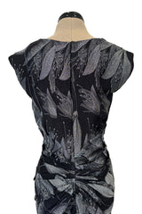 Outstanding Fall 2009 Christian Dior by John Galliano Bias Cut Metallic Silver Floral Print Dress