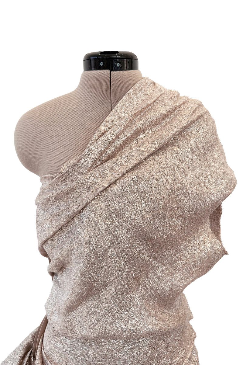 Spectacular Spring 2011 Lanvin by Alber Elbaz Pale Metallic Gold Silver Lame One Shoulder Dress