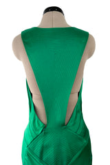 Outstanding Fall 2001 Versace by Donatella Versace Runway Look 54 Green Silk Bias Cut Dress